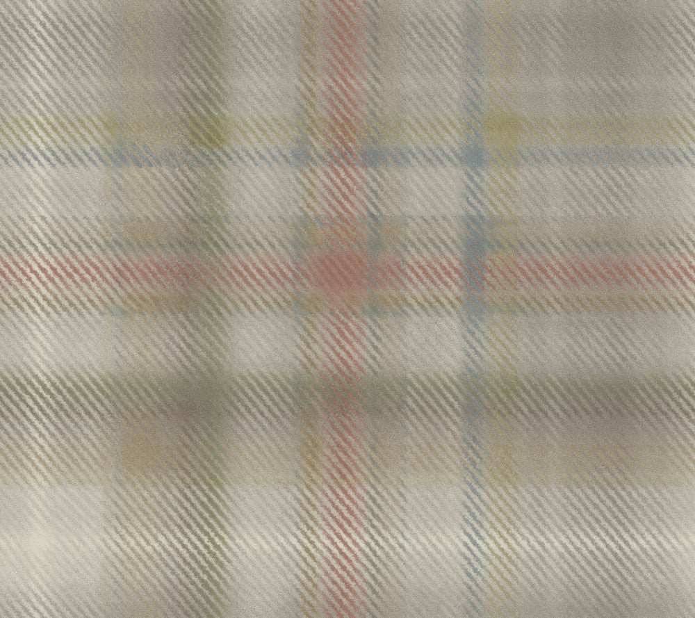 Sterling Plaid Neutral Wallpaper by Ronald Redding Traveler Covers about 60.8 square feet 27-in by 27-ft long roll Unpasted 24 - Fabric Carolina -