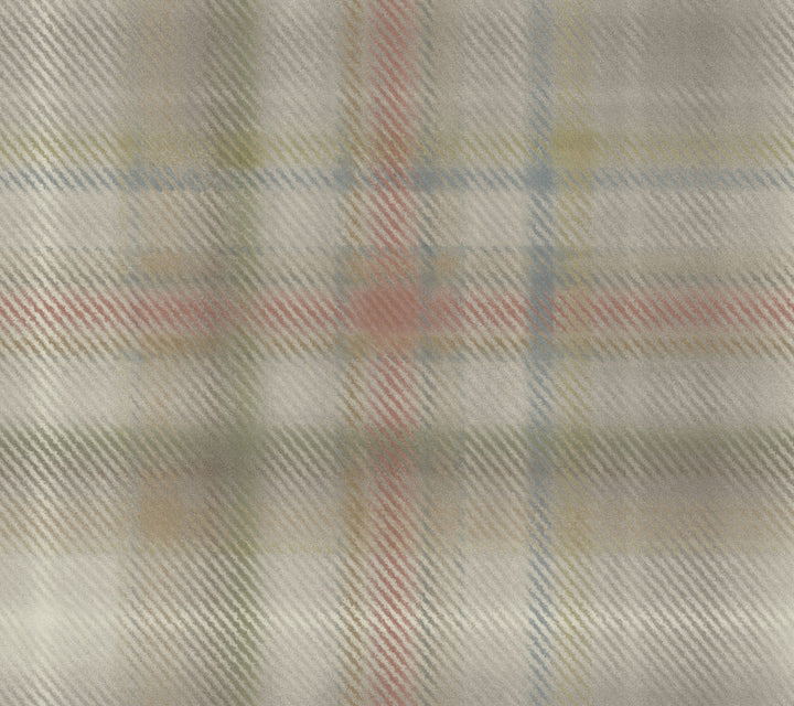 Sterling Plaid Neutral Wallpaper by Ronald Redding Traveler Covers about 60.8 square feet 27-in by 27-ft long roll Unpasted 24 - Fabric Carolina -