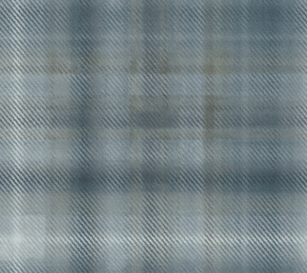Sterling Plaid Blue Wallpaper by Ronald Redding Traveler Covers about 60.8 square feet 27-in by 27-ft long roll Unpasted 24 - Fabric Carolina -