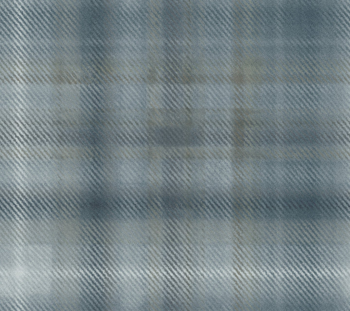 Sterling Plaid Blue Wallpaper by Ronald Redding Traveler Covers about 60.8 square feet 27-in by 27-ft long roll Unpasted 24 - Fabric Carolina -