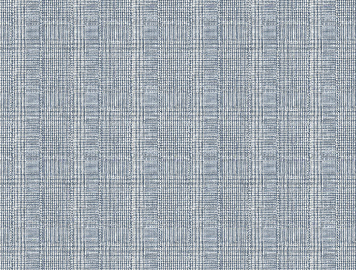 Shirting Plaid Blue Wallpaper by Ronald Redding Traveler Covers about 60.8 square feet 27-in by 27-ft long roll Unpasted 20.5 - Fabric Carolina -