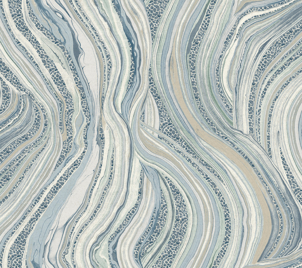 Streaming Cheetah Blue Wallpaper by Ronald Redding Traveler Covers about 60.8 square feet 27-in by 27-ft long roll Unpasted 24 - Fabric Carolina -