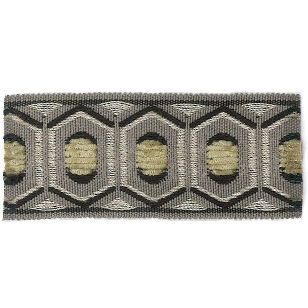 Honeycomb 1 Fog by Stout Designer Trim ACCENTS TAPES & BORDERS 74%SVI 26%POL CHINA Horizontal: 0.875 and Vertical: 0.000 1.75 in - Swanky Fabrics -