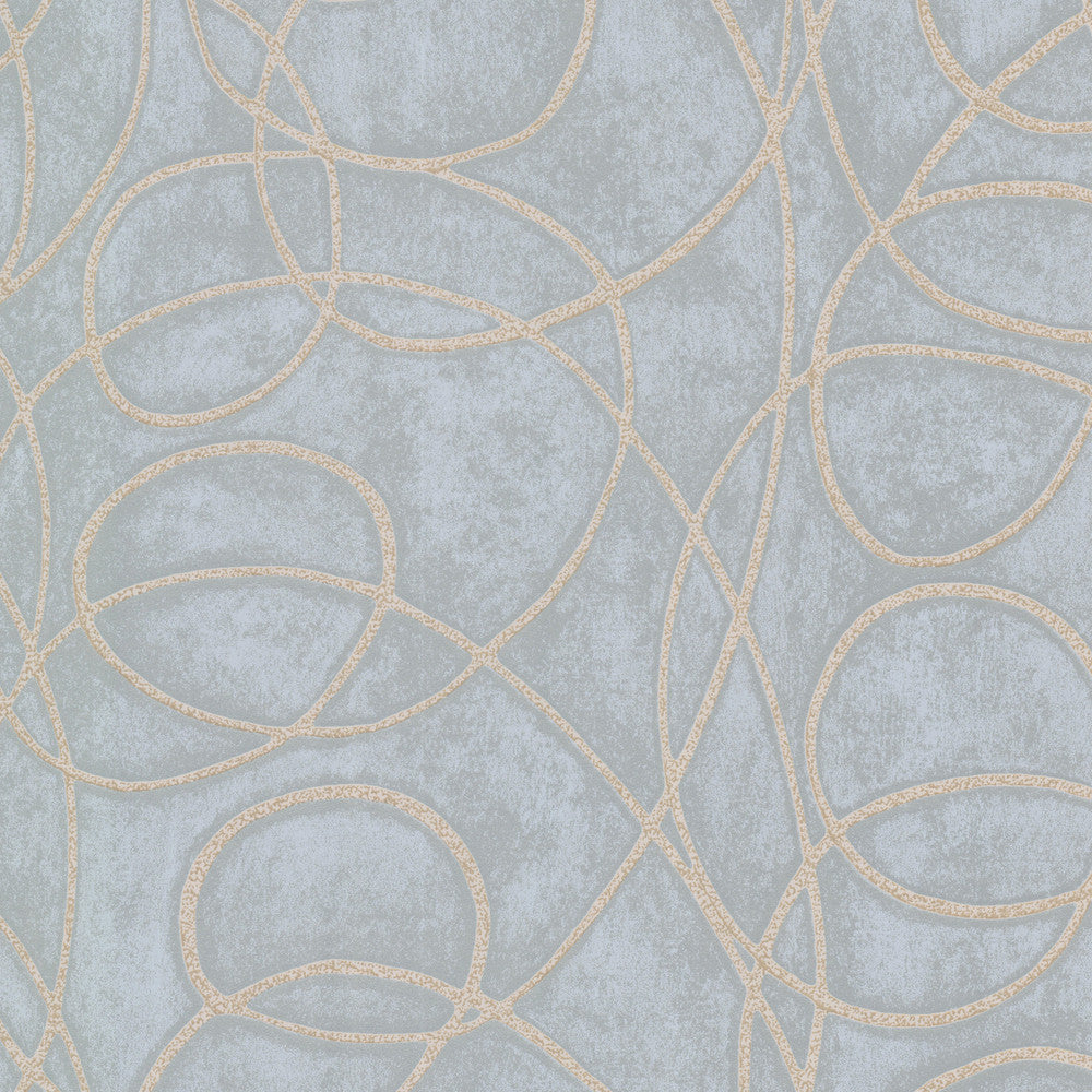 Novia Blue Geometric Swirl Wallpaper by Warner Studios Horizon Covers about 56.4 square feet 20.5-in by 33-ft long roll Unpasted 25.3 - Fabric Carolina -