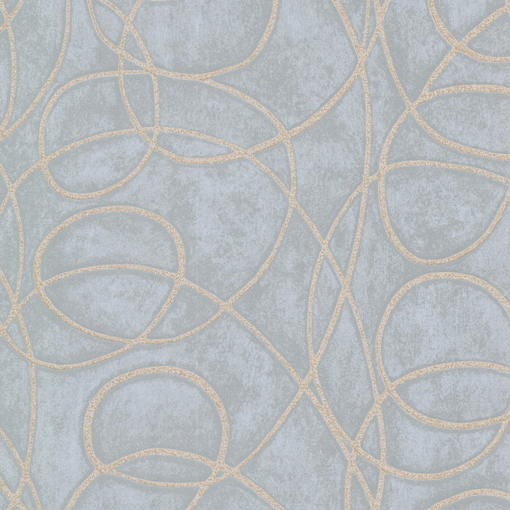 Novia Blue Geometric Swirl Wallpaper by Warner Studios Horizon Covers about 56.4 square feet 20.5-in by 33-ft long roll Unpasted 25.3 - Fabric Carolina -