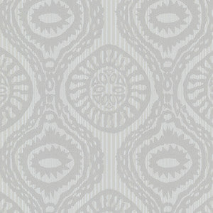 Marrakech Grey Medallion Stripe Wallpaper by Warner Studios