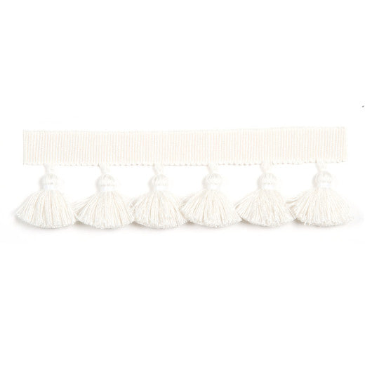 Hellenic 1.75" Tassel Fringe - White by Europatex Fabric Hellenic Collection 47% Fibranne / 44% Cotton / 9% Polyester China See Sample Horizontal: N/A and Vertical: N/A 1.75 inches  - Fabric Carolina -