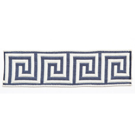 Hellenic Key 2" Jacquard Tape - Denim by Europatex Fabric Hellenic Collection 62% Fibranne / 38% Rayon China See Sample Horizontal: N/A and Vertical: N/A 2.00 inches  - Fabric Carolina -