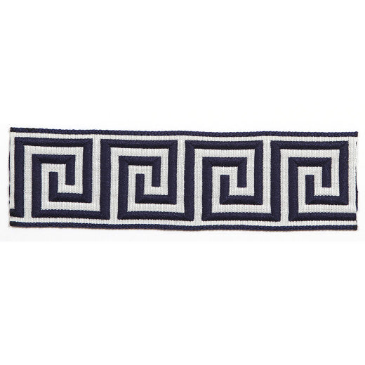 Hellenic Key 2" Jacquard Tape - Marine by Europatex Fabric Hellenic Collection 62% Fibranne / 38% Rayon China See Sample Horizontal: N/A and Vertical: N/A 2.00 inches  - Fabric Carolina -