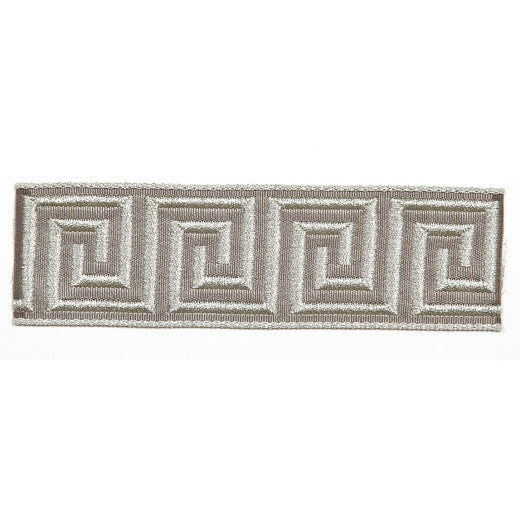 Hellenic Key 2" Jacquard Tape - Slate by Europatex Fabric Hellenic Collection 62% Metallic Yarn / 30% Rayon / 8% Fibranne China See Sample Horizontal: N/A and Vertical: N/A 2.00 inches  - Fabric Carolina -
