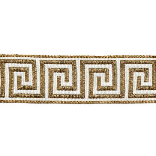 Hellenic Key 2" Jacquard Tape - Vintage Gold by Europatex Fabric Hellenic Collection 62% Metallic Yarn / 30% Rayon / 8% Fibranne China See Sample Horizontal: N/A and Vertical: N/A 2.00 inches  - Fabric Carolina -