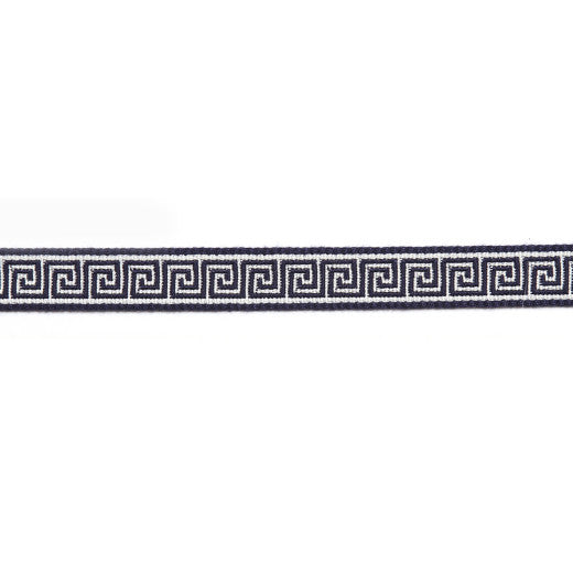 Hellenic Key 9/16"  Jacquard Tape - Marine by Europatex Fabric Hellenic Collection 76% Fibranne / 24% Rayon China See Sample Horizontal: N/A and Vertical: N/A 0.56 inches  - Fabric Carolina -