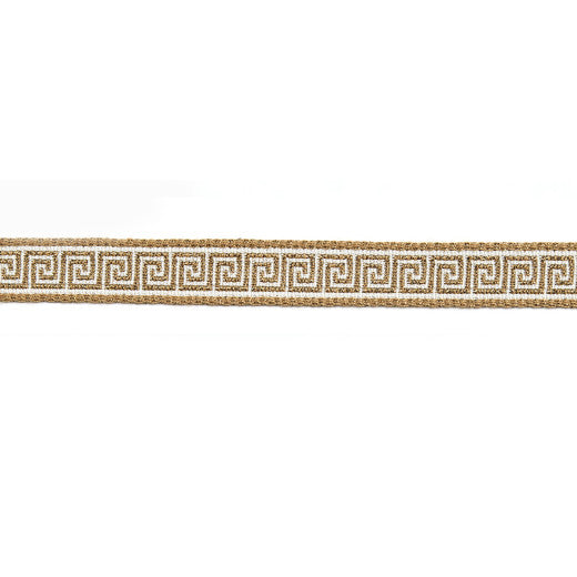 Hellenic Key 9/16"  Jacquard Tape - Vintage Gold by Europatex Fabric Hellenic Collection 68% Metallic Yarn / 20% Rayon / 12% Fibranne China See Sample Horizontal: N/A and Vertical: N/A 0.56 inches  - Fabric Carolina -