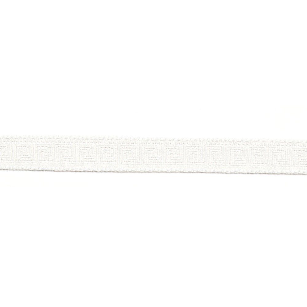 Hellenic Key Jacquard Tape White by Europatex Fabric Hellenic 76% Fibranne, 24% Rayon 0.56 inches - Fabric Carolina -