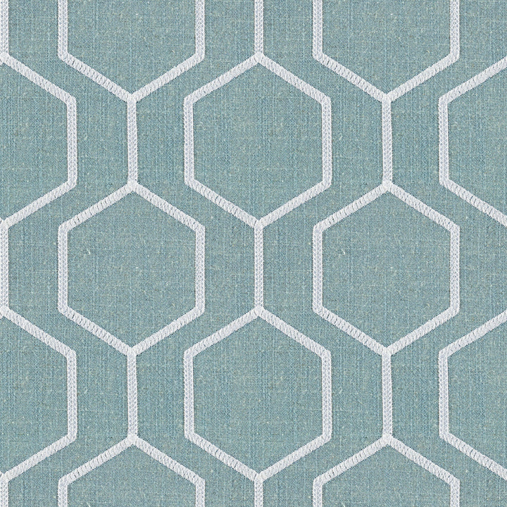 Socrates Hexagono Glacier by Europatex Designer Fabric Socrates 20% Linen, 45% Viscose, 35% Polyester 7.8" H, 7.8" V 56.00 inches - Swanky Fabrics -