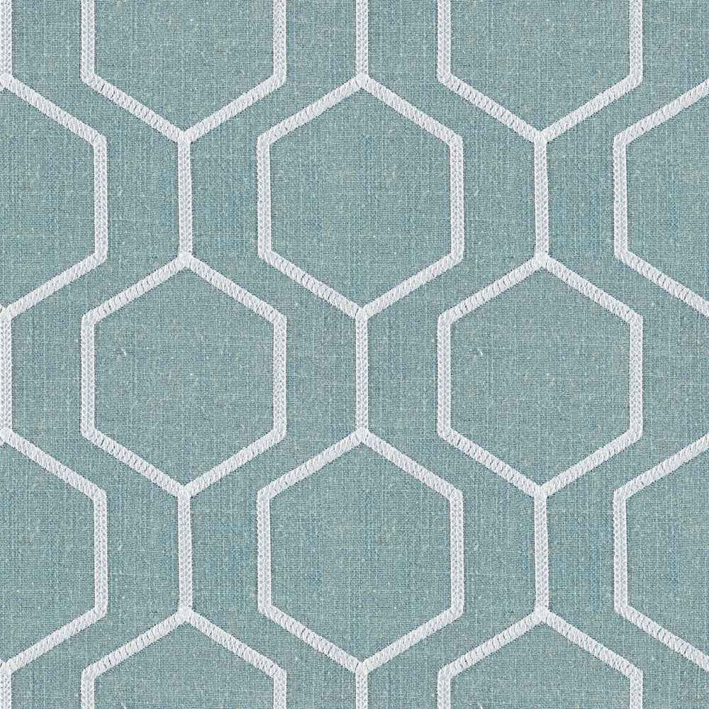 Socrates Hexagono Glacier by Europatex Fabric Socrates 20% Linen, 45% Viscose, 35% Polyester 7.8" H, 7.8" V 56.00 inches - Fabric Carolina -