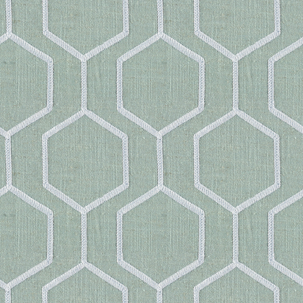 Socrates Hexagono Sea Pearl by Europatex Designer Fabric Socrates 20% Linen, 45% Viscose, 35% Polyester 7.8" H, 7.8" V 56.00 inches - Swanky Fabrics -