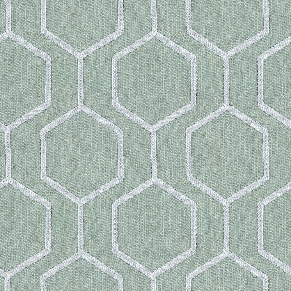Socrates Hexagono Sea Pearl by Europatex Fabric Socrates 20% Linen, 45% Viscose, 35% Polyester 7.8" H, 7.8" V 56.00 inches - Fabric Carolina -
