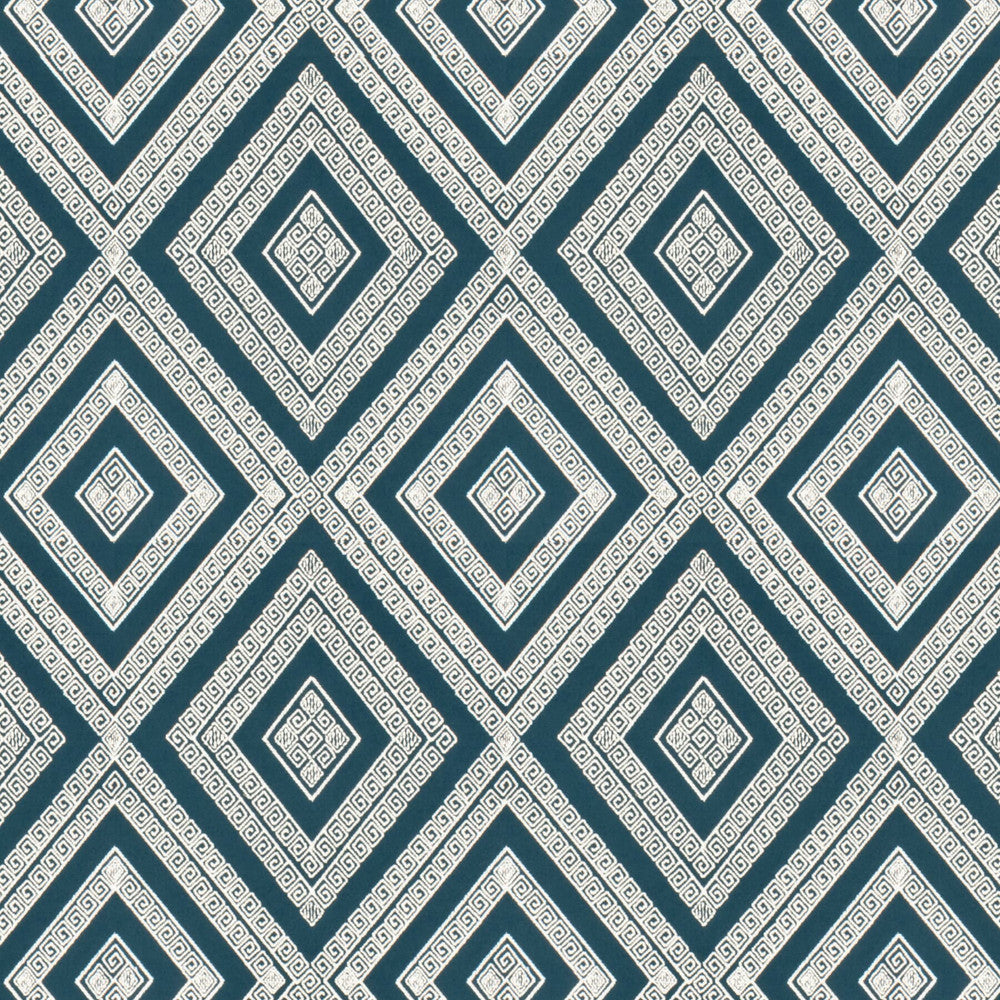 Intarsia 2 Denim by Stout Fabric Rainbow Library Lake/Indigo 100% Cotton Embroidery INDIA Horizontal: 10.375 and Vertical: 12.875 51.87 in - Fabric Carolina -