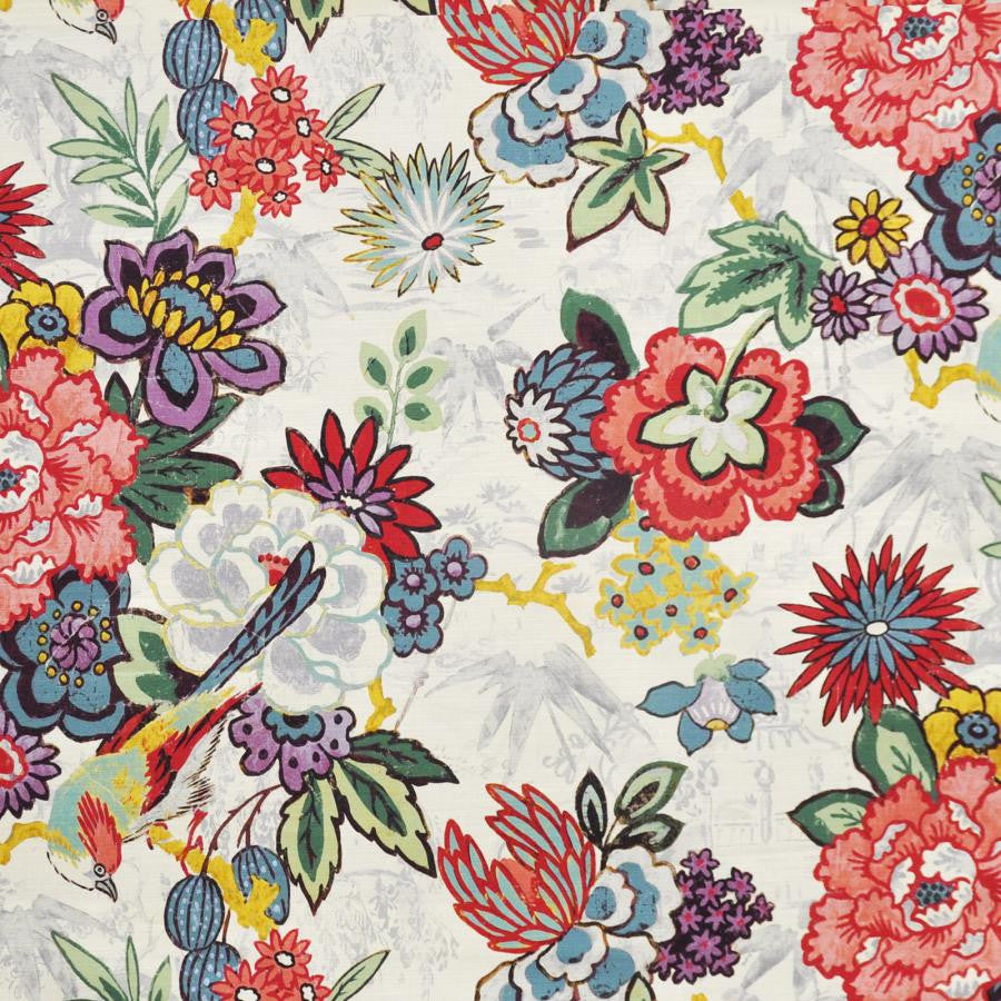 Ikebana # 513 Hibiscus by Maxwell Fabric PRINT GALLERY 100% COTTON PERU V-36"H-27" HALF DROP 54" - Fabric Carolina -
