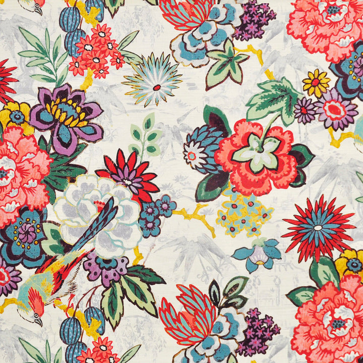 Ikebana # 513 Hibiscus by Maxwell Fabric PRINT GALLERY 100% COTTON PERU V-36"H-27" HALF DROP 54" - Fabric Carolina -