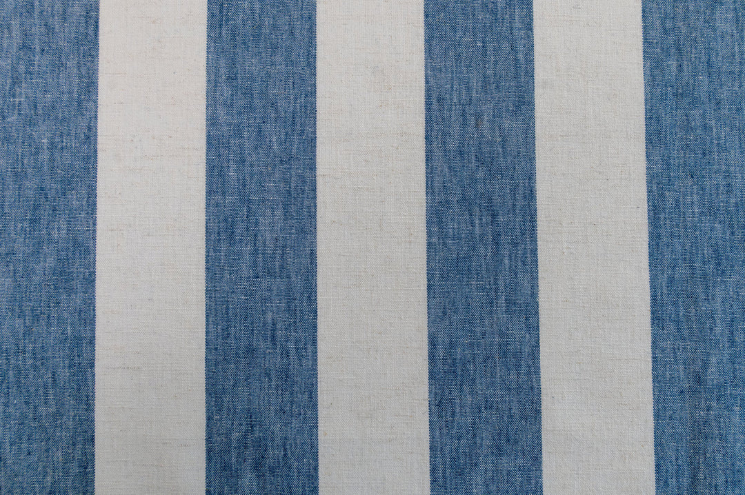 Matera Stripe Sky by Roth & Tompkins Fabric - 40% Polyester, 35% Cotton, 25% Linen - India - 100,000 - H: 4.125" - 54" - Fabric Carolina -