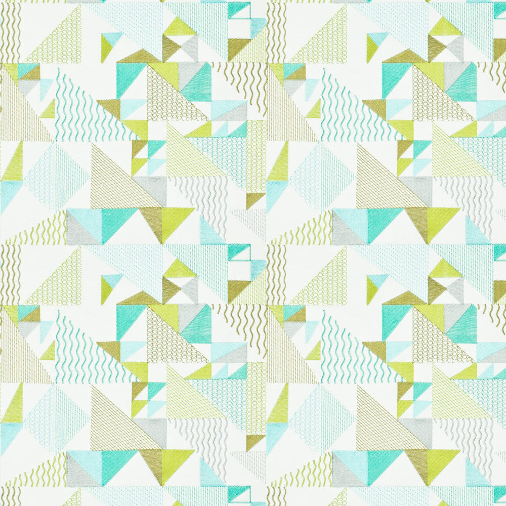 Jabiru 2 Opal by Stout Fabric Rainbow Library Mineral/Seamist 100% Cotton Rayon Embroidery INDIA Horizontal: 16.875 and Vertical: 15.375 51 in - Fabric Carolina -