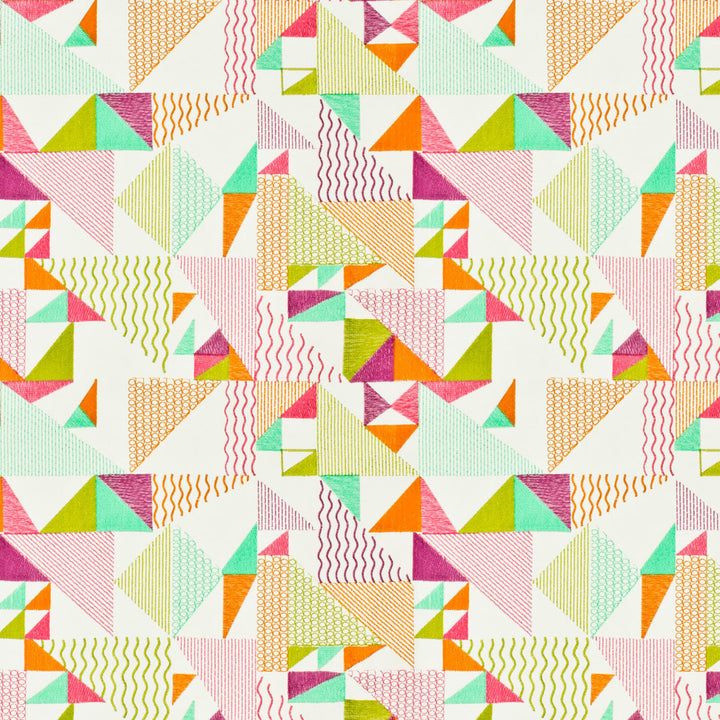 Jabiru 4 Tuttifrutti by Stout Fabric Rainbow Library Blush/Sorbet 100% Cotton Rayon Embroidery INDIA Horizontal: 16.875 and Vertical: 15.375 51 in - Fabric Carolina -