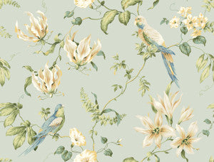 Background Tropical Floral Light Blue Wallpaper by York Wallcoverings
