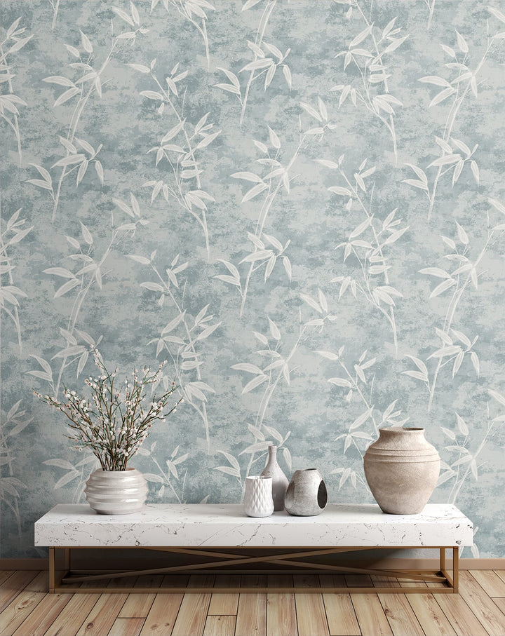 Honshu Bamboo Blue Smoke JP10912 by Seabrook Designs Designer Wallpaper