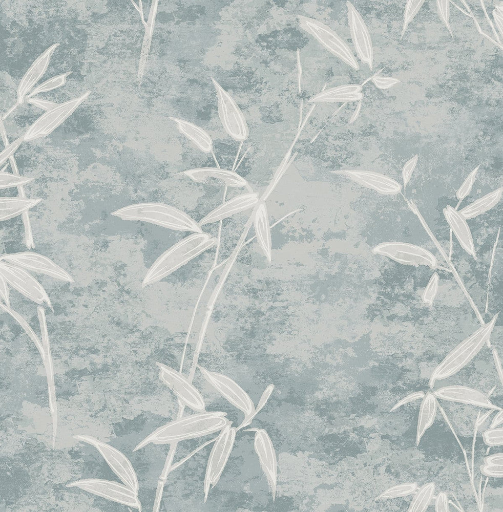 Honshu Bamboo Blue Smoke by Seabrook Wallpaper Japandi Style United States 56.05 20.87" 20.5" - Fabric Carolina -