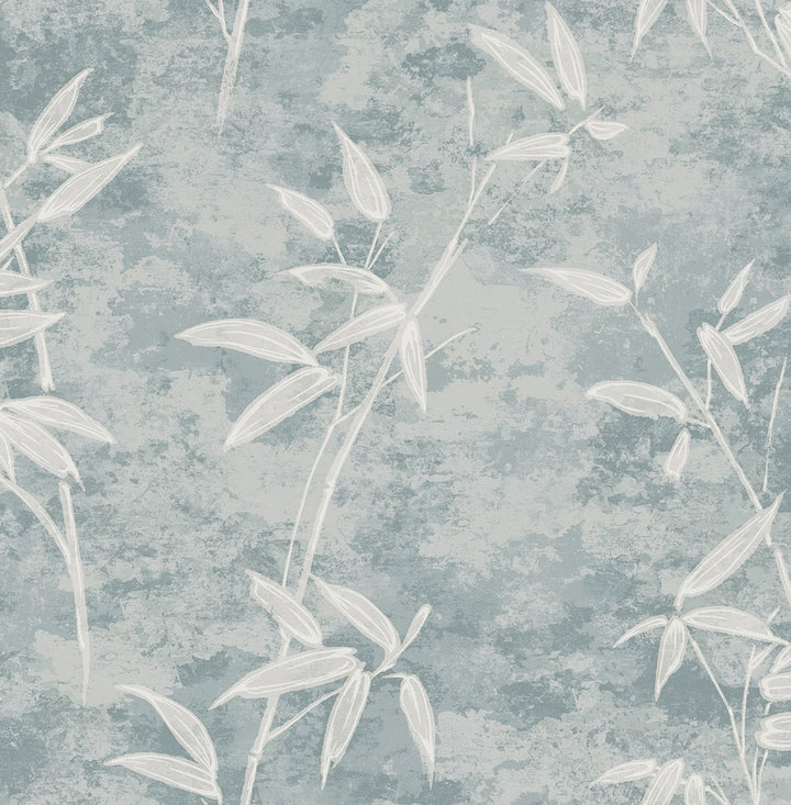 Honshu Bamboo Blue Smoke by Seabrook Wallpaper Japandi Style United States 56.05 20.87" 20.5" - Fabric Carolina -