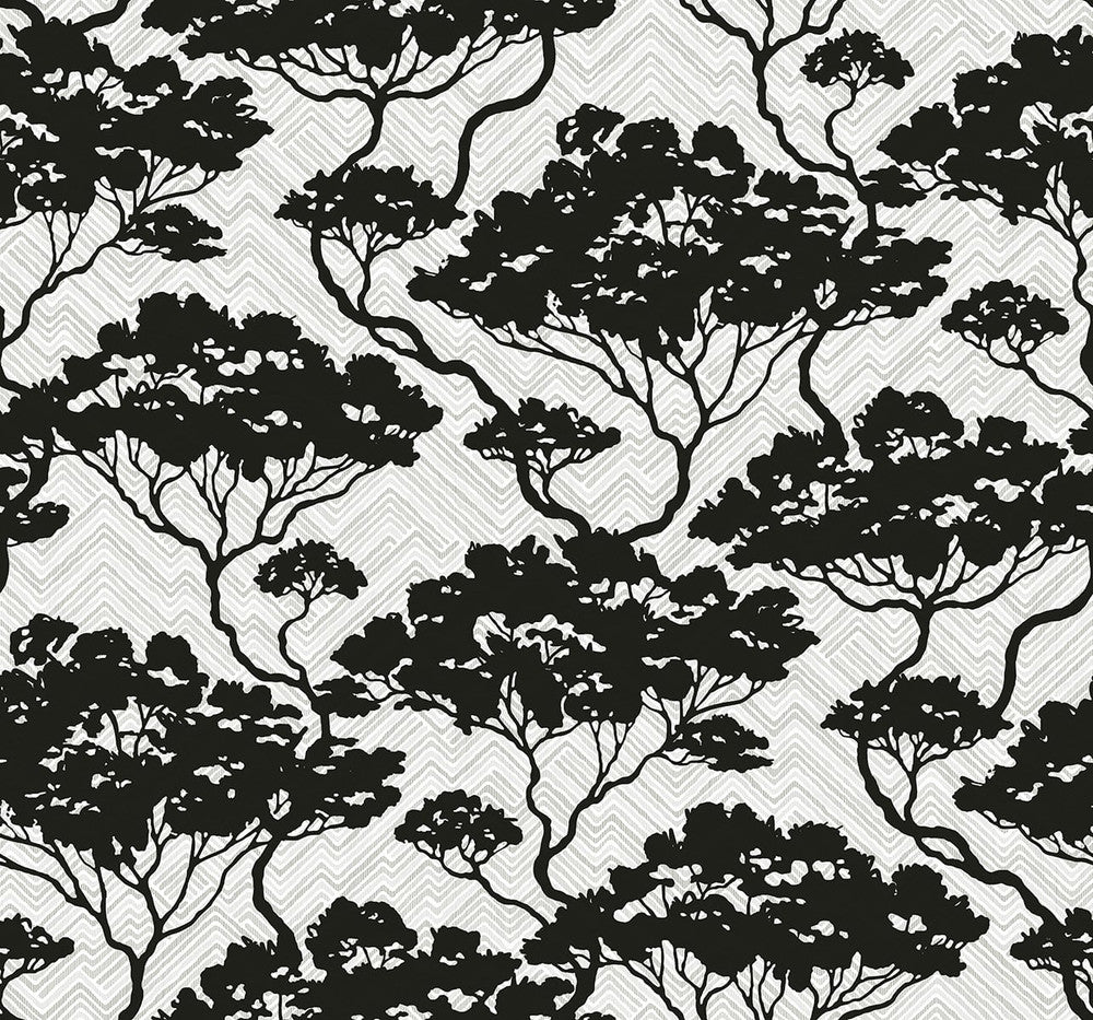 Nara Stringcloth Onyx & Fog by Seabrook Wallpaper Japandi Style United States 60.53 25.2" 27" - Fabric Carolina -