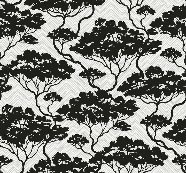 Nara Stringcloth Onyx & Fog by Seabrook Wallpaper Japandi Style United States 60.53 25.2" 27" - Fabric Carolina -