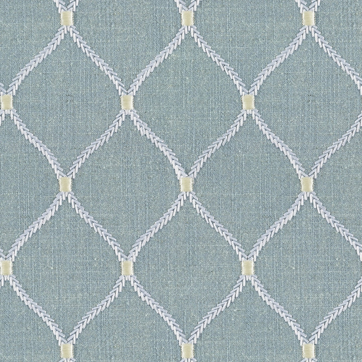 Socrates Jovial Glacier by Europatex Fabric Socrates 20% Linen, 45% Viscose, 35% Polyester 4.3" H, 5.1" V 56.00 inches - Fabric Carolina -