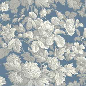 Antique Floral in Wedgewood Blue & Grey Wallpaper by York Wallcoverings