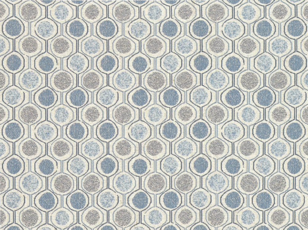 Kenwood Smokey Blue 57 by Jennifer Adams Designer Fabric our website for purchase 85%polyester 10%rayon 5%linen China 50000+ Horizontal: 4.5" and Vertical: 4.75" 57" - Swanky Fabrics -