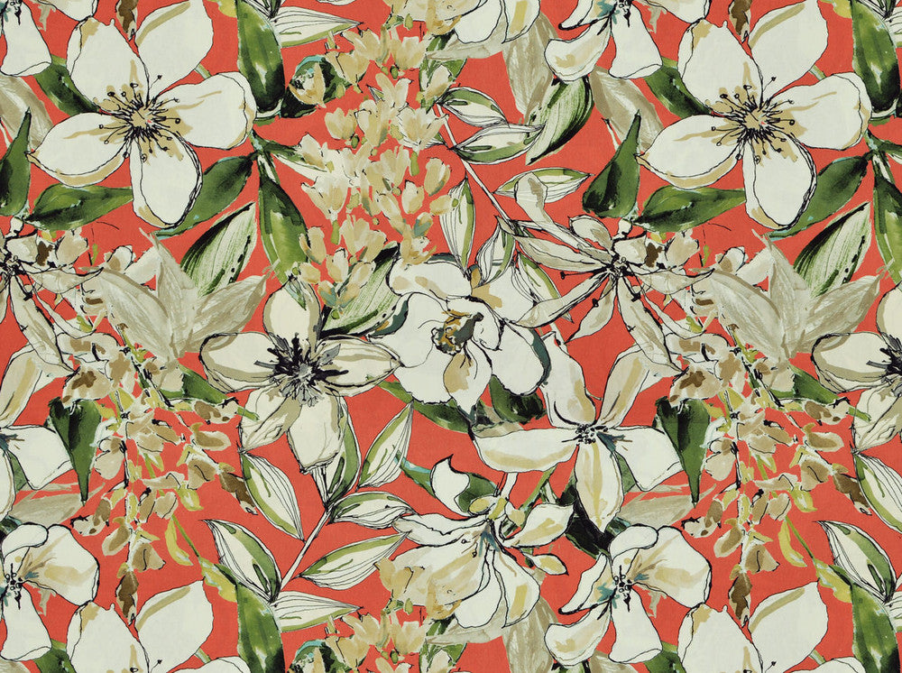 Kew Gardens 74 Coral by Covington Fabric 100% COTTON OXFORD India 15000 Horizontal: 28.5 and Vertical: 27.5 59 - Fabric Carolina -