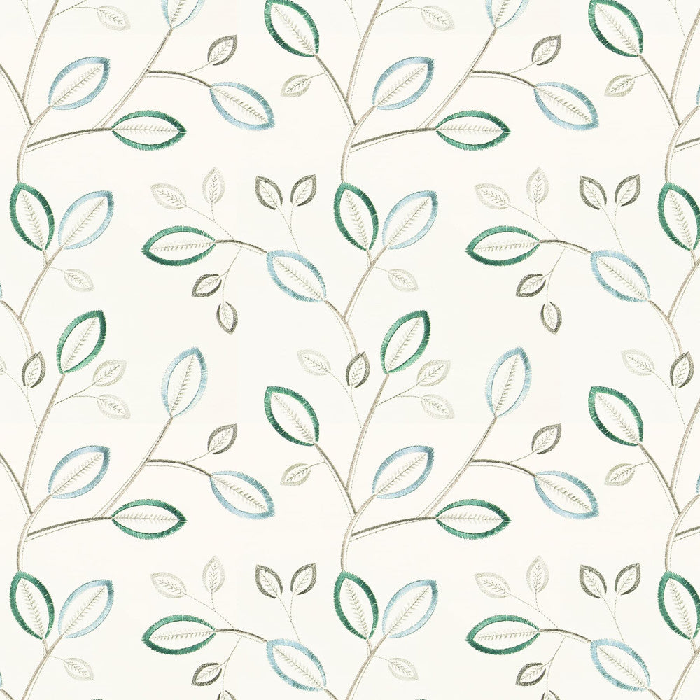 Keyboard 2 Bay by Stout Fabric Rainbow Library Aqua/Lagoon 100% Cotton Viscose Embroidery INDIA CATB 117-2013 WYZENBEEK 30 000 DOUBLE RUB WEAR TEST (HEAVY DUTY) Horizontal: 12.5 and Vertical: 15 51 in - Fabric Carolina -