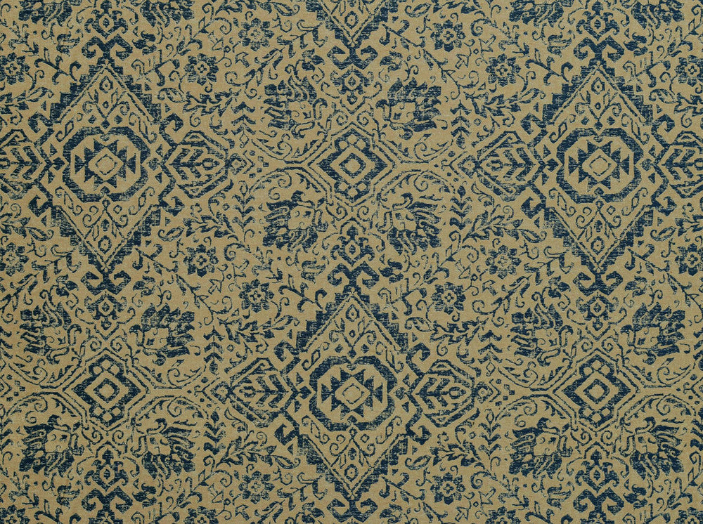 Kilim Classic Navy 555 by Covington Designer Fabric our website for purchase 72% Poly 28% Cotton Jacquard China 42000 Horizontal: 28" and Vertical: 29.75" 56" - Swanky Fabrics -