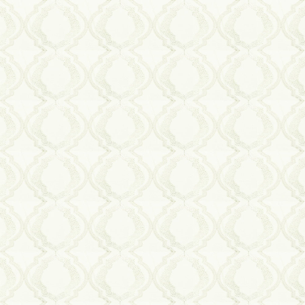 Kissee 1 Champagne by Stout Fabric Color My Window Eggshell/Pearl 100% Polyester Polyester Embroidery INDIA Horizontal: 5.75 and Vertical: 4.5 51.5 in - Fabric Carolina -