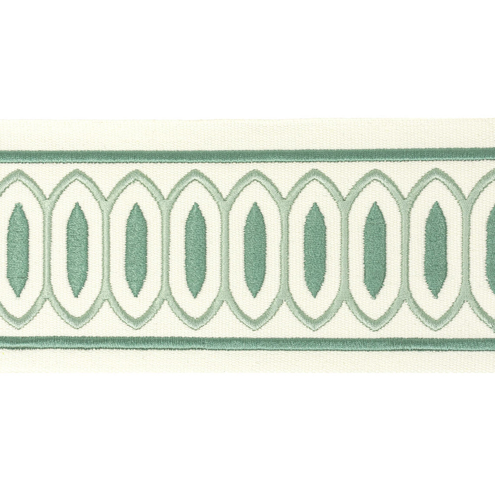 Kragon Tape 6 Teal by Stout Trim Stout Trim Kragon Tape 6 TealTrim STITCHED UP TRIM 100%COT %BEMB INDIA </p><p>Repeat: H: 4.000, V: 1.000 4 in - Fabric Carolina -