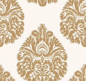 Teardrop Damask Gold Wallpaper by Ronald Redding