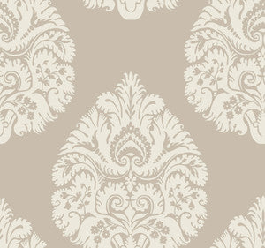 Teardrop Damask Beige Wallpaper by Ronald Redding