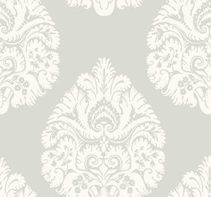 Teardrop Damask Light Grey Wallpaper by Ronald Redding