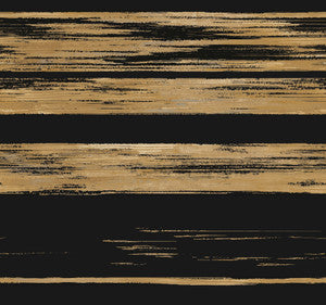 Horizontal Dry Brush Black & Gold Wallpaper by Ronald Redding