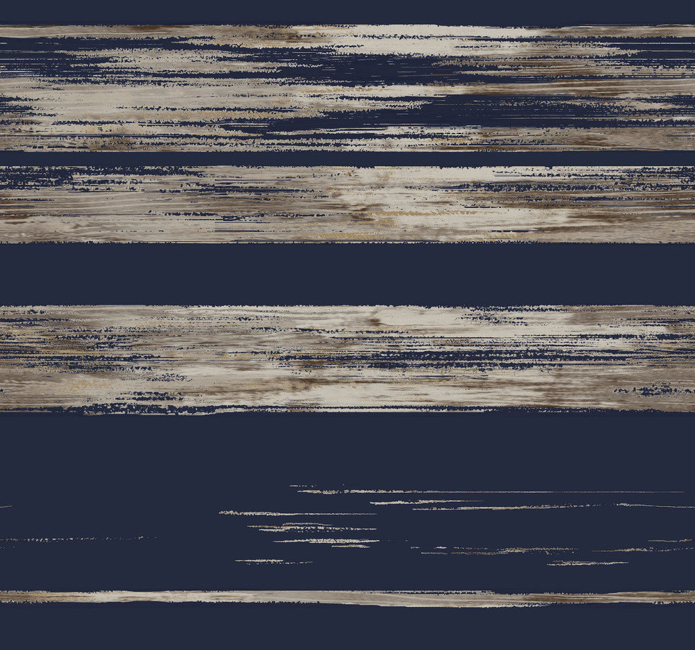 Horizontal Dry Brush Navy Wallpaper by Ronald Redding 24 Karat Covers about 60.8 square feet 27-in by 27-ft long roll Unpasted 25.25 - Fabric Carolina -