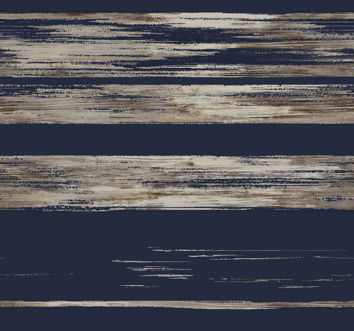 Horizontal Dry Brush Navy Wallpaper by Ronald Redding 24 Karat Covers about 60.8 square feet 27-in by 27-ft long roll Unpasted 25.25 - Fabric Carolina -