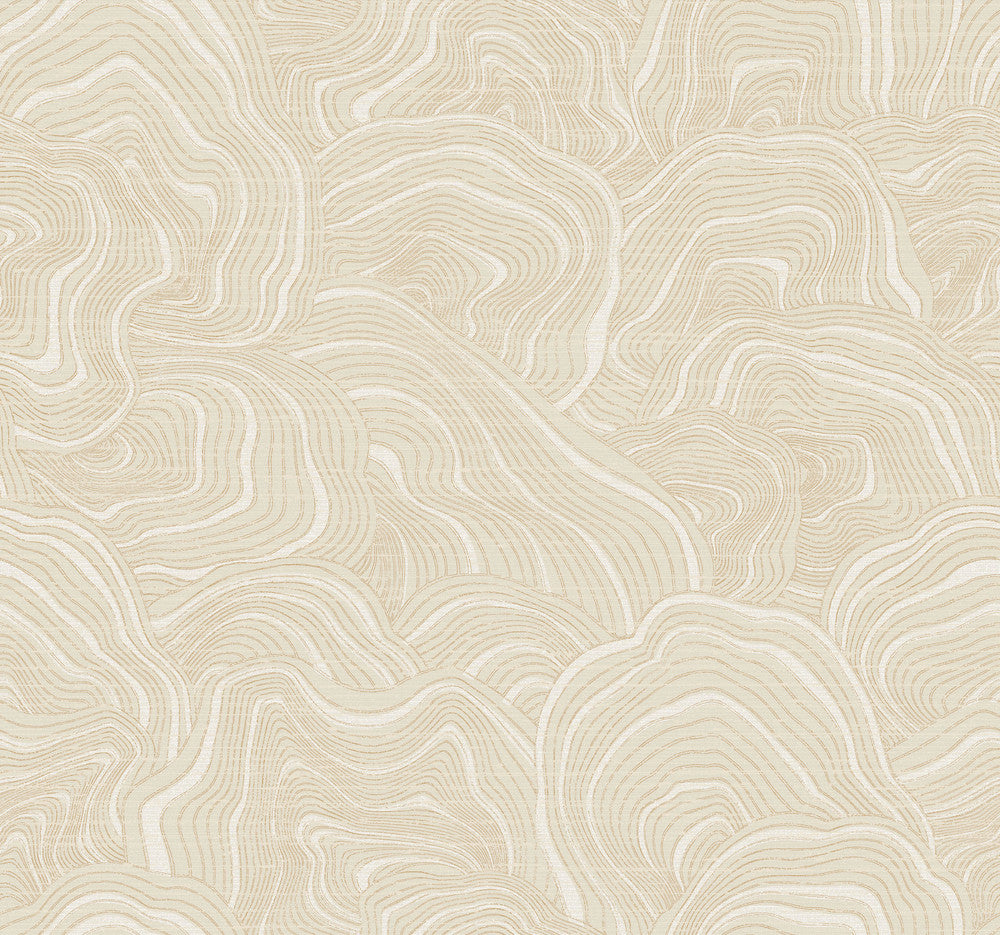 Geodes Cream Wallpaper by Ronald Redding Classics Covers about 60.8 square feet 27-in by 27-ft long roll Unpasted 25.25 - Fabric Carolina -