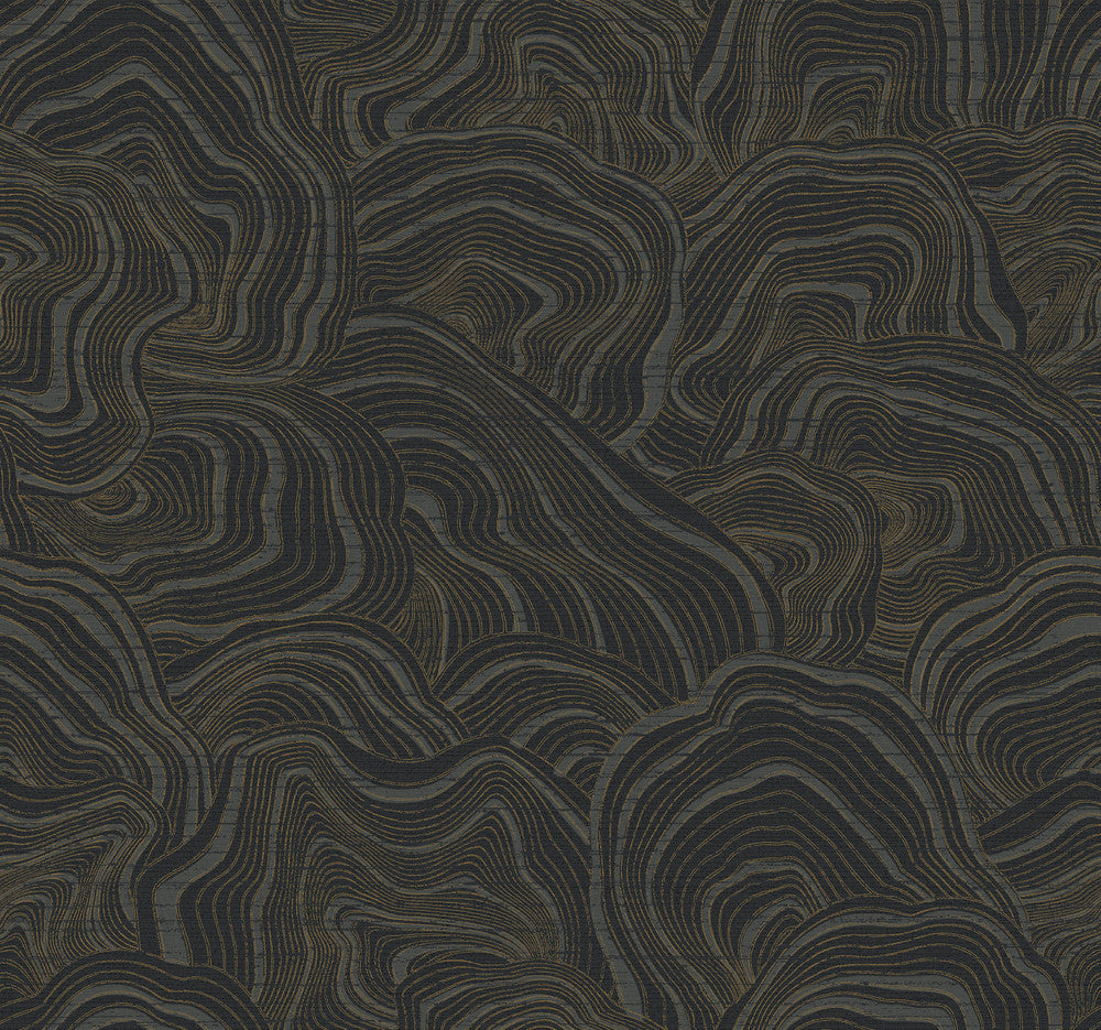 Geodes Black Wallpaper by Ronald Redding Classics Covers about 60.8 square feet 27-in by 27-ft long roll Unpasted 25.25 - Fabric Carolina -